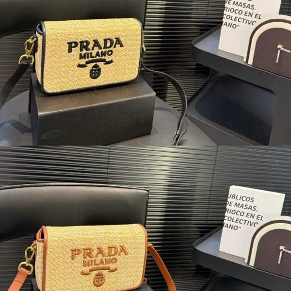 PR Raffia and Leather Camera Bag - Bag
