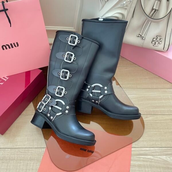 MIU Buckle Knee-High Boots - Boots