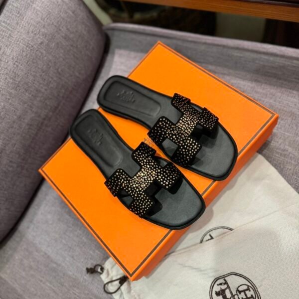 HM Oran Sandals Black Studded Leather - Sandals