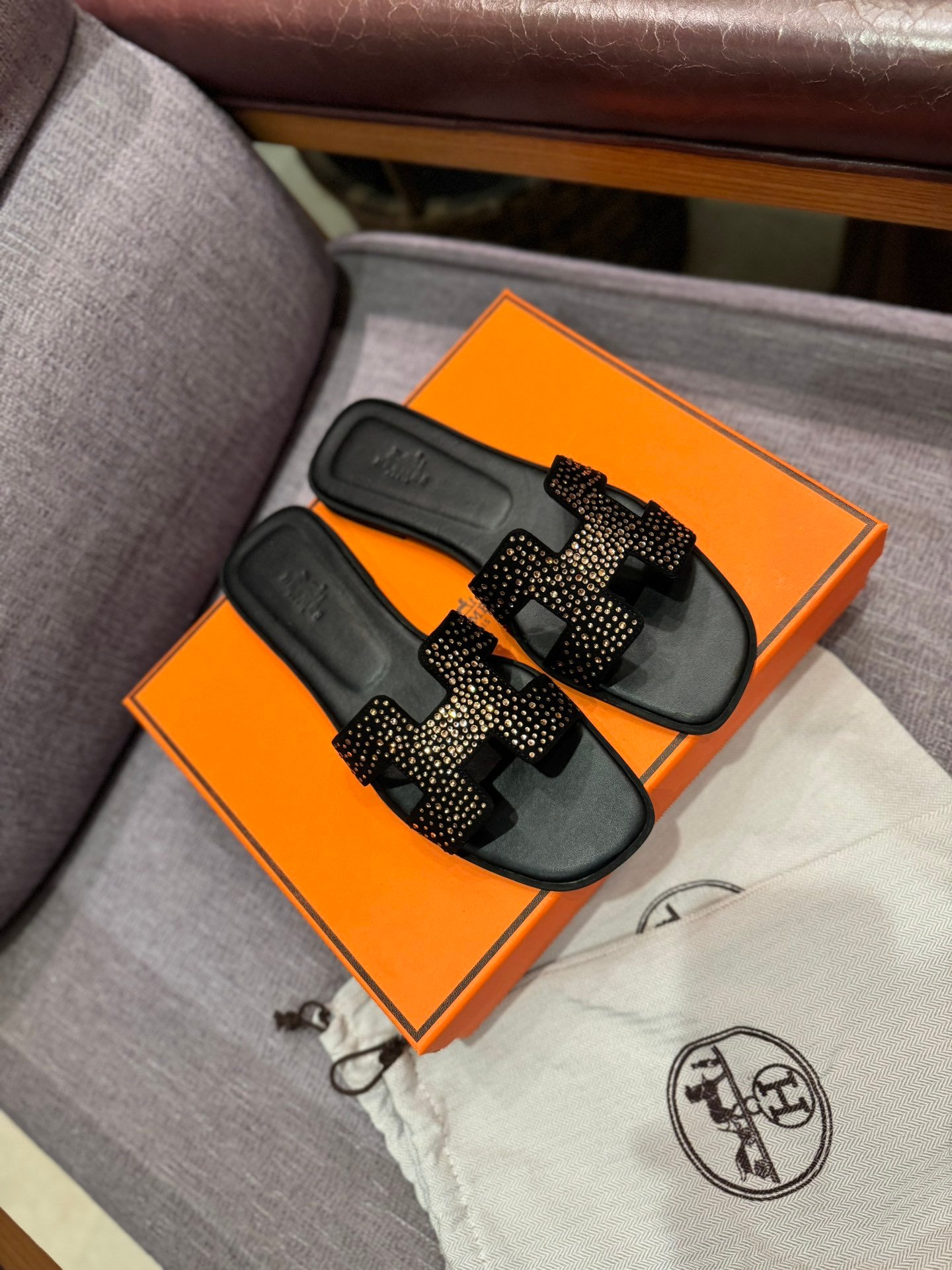 HM Oran Sandals Black Studded Leather - Sandals