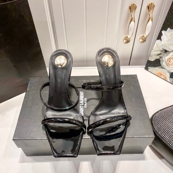 YSL Opyum Sandals Black Patent Leather - Heels