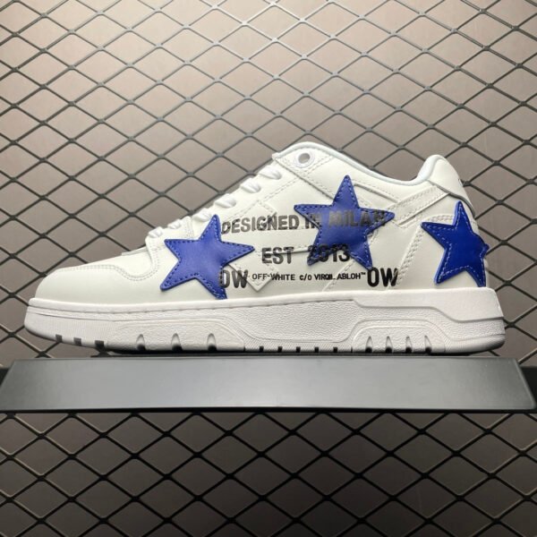 OW Out of Office Low-Top White/Blue Leather - Sneakers
