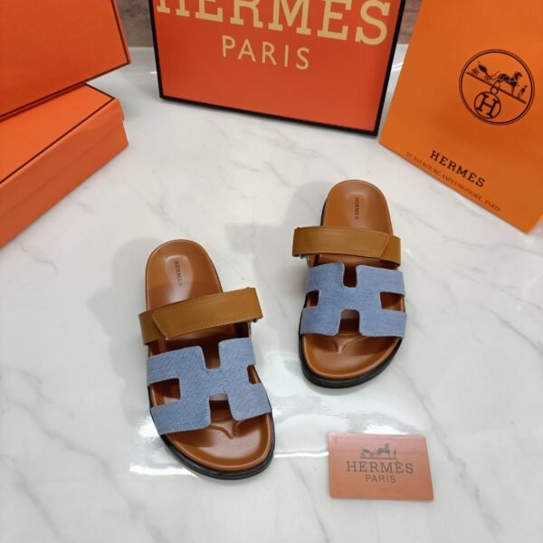 HM Oran Sandals Blue Suede and Tan Leather - Sandals
