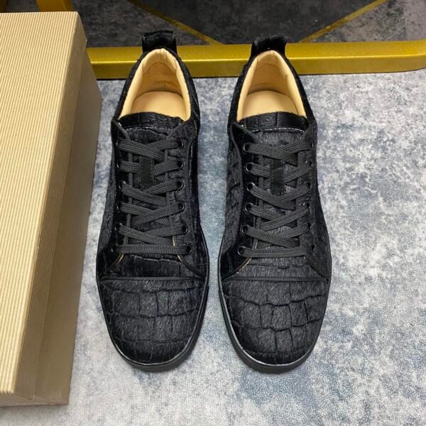 CL Louis Junior Spikes Black Croc-Embossed Leather - Sneakers