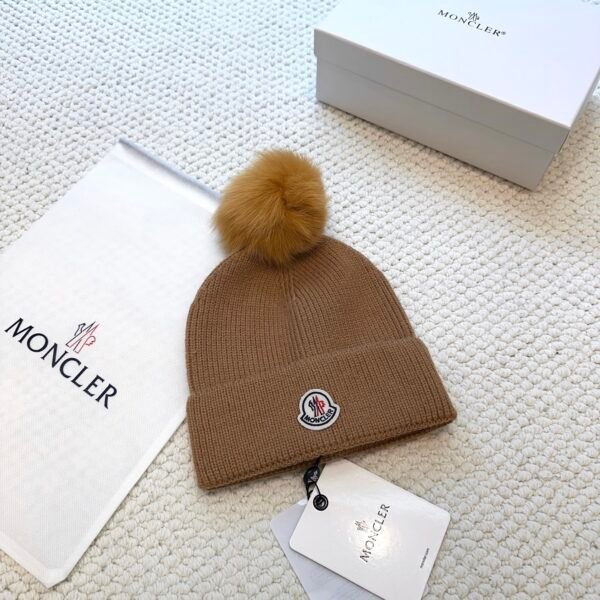 MCL Pom Pom Beanie Brown Knit - Hat