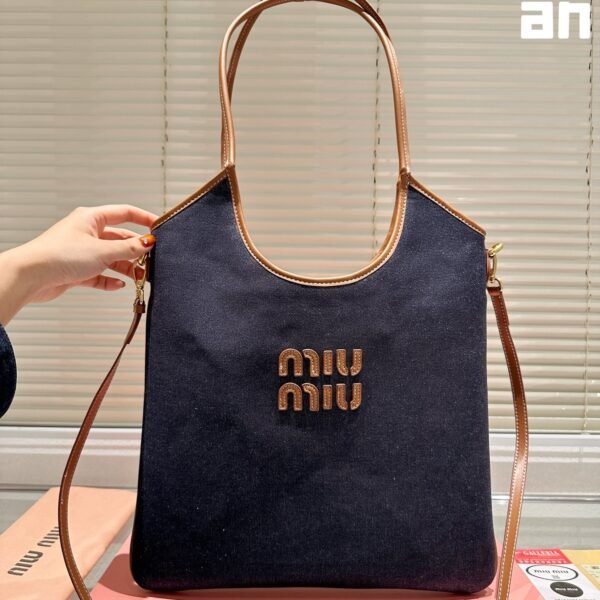 MIU Isetan Limited Edition Tote Black and Beige Canvas - Bag