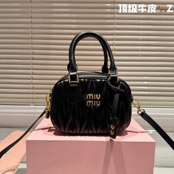 MIU Wander Matelassé Black Leather - Bag