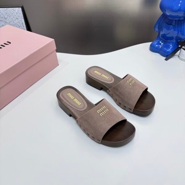 MIU Studded Slide Sandals - Sandals