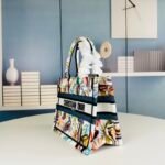 CD Book Tote Small Multicolor Embroidered Canvas – Borsa – Blu