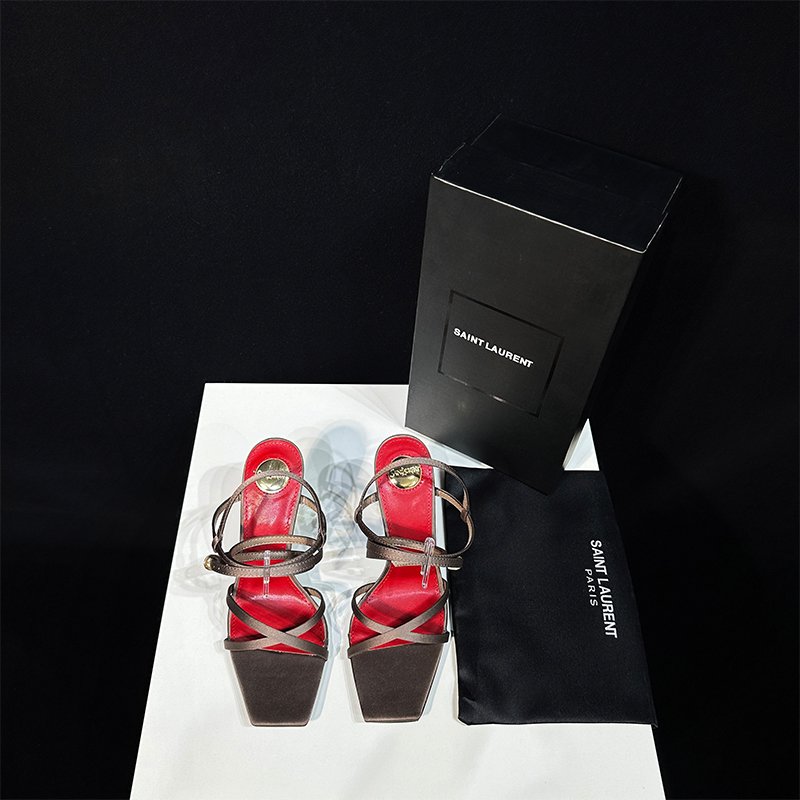 YSL Cassandra Sandal Brown/Red - Heels