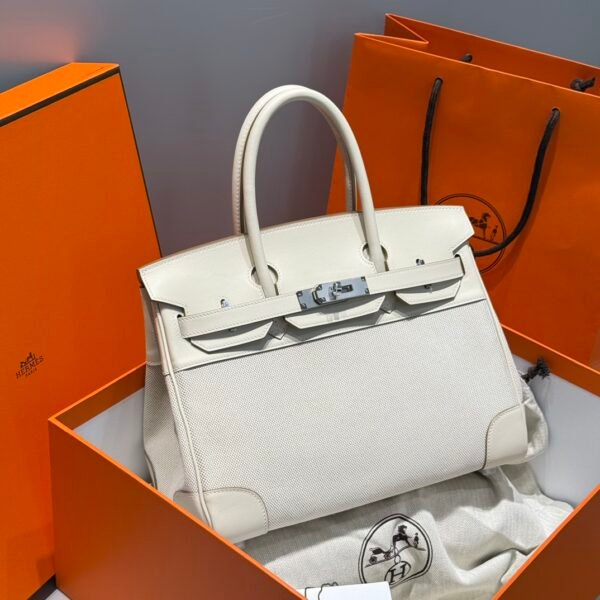 HM Birkin 35 White Canvas and Leather - Bag