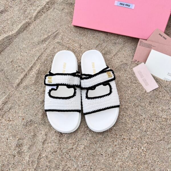 MIU Velcro Knit Slides - Slides