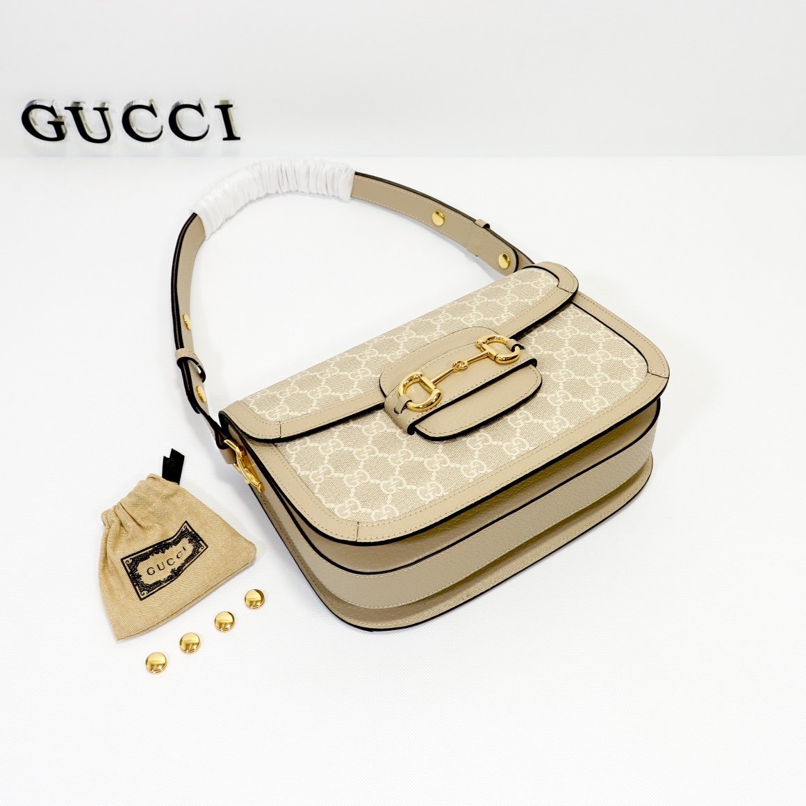 GG Horsebit 1955 Beige GG Supreme Canvas - Bag - Image 9
