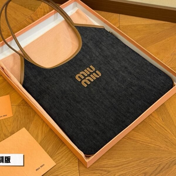 MIU Denim Logo Tote Denim - Bag