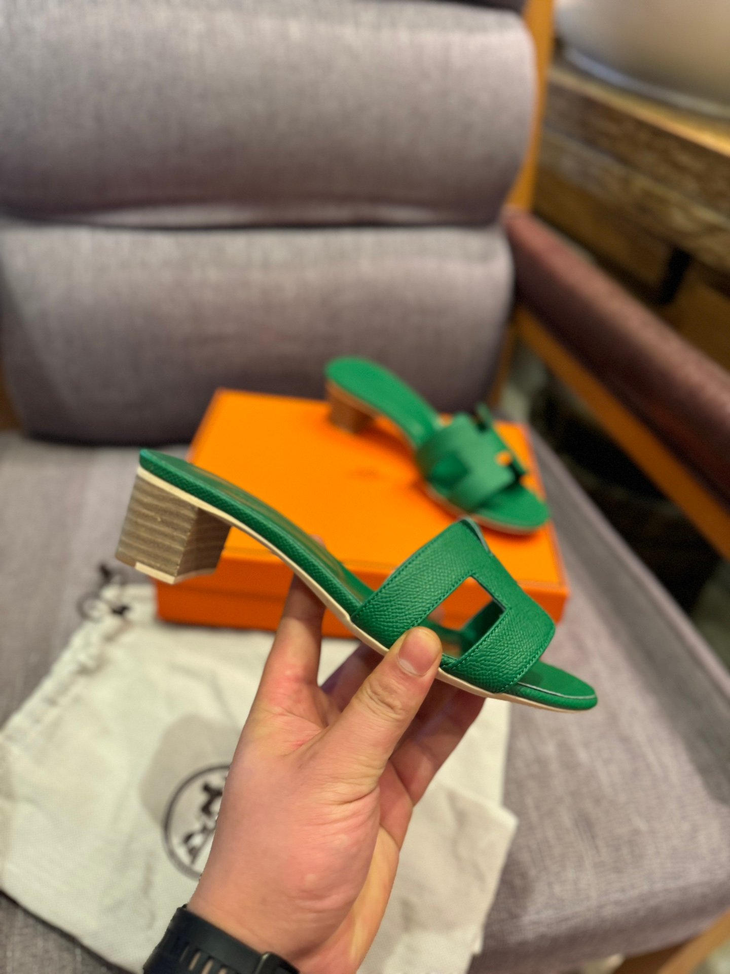 HM Oran Sandals Green Leather - Sandals - Image 5