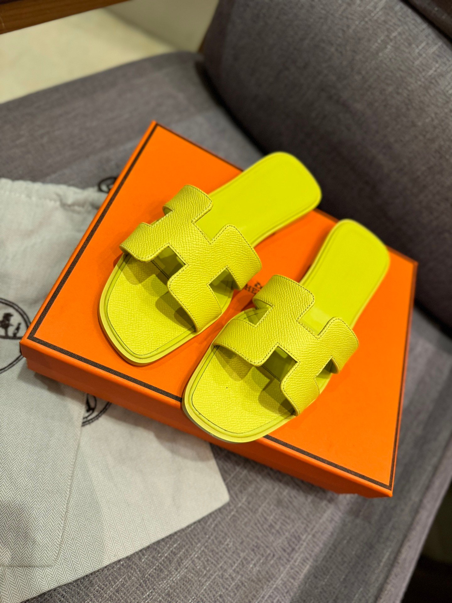 HM Oran Sandals Yellow Leather - Slides - Image 2