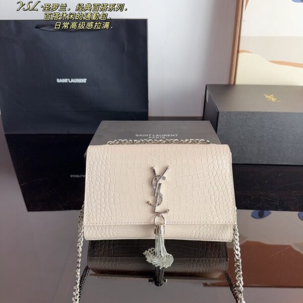 YSL Kate Tassel Croc-Embossed Leather - Bag