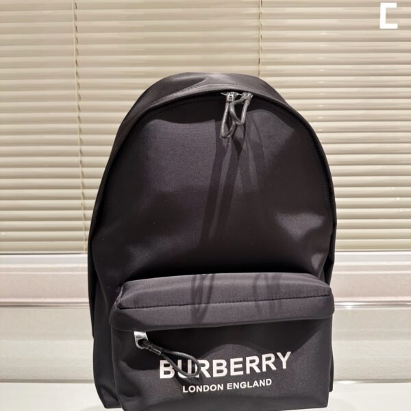 BBR Logo Print Backpack Black Nylon - Backpack