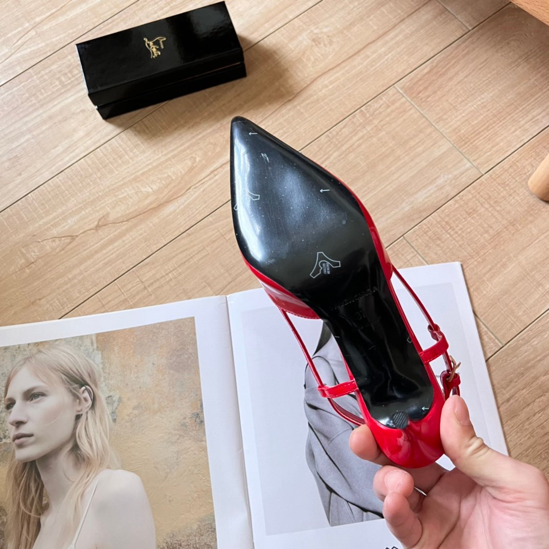 BAL Knife BB Studded Slingback Red Leather - Heels - Image 6