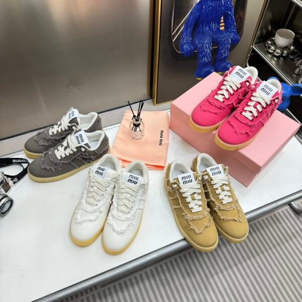 MIU Fringed Denim Sneakers - Sneakers