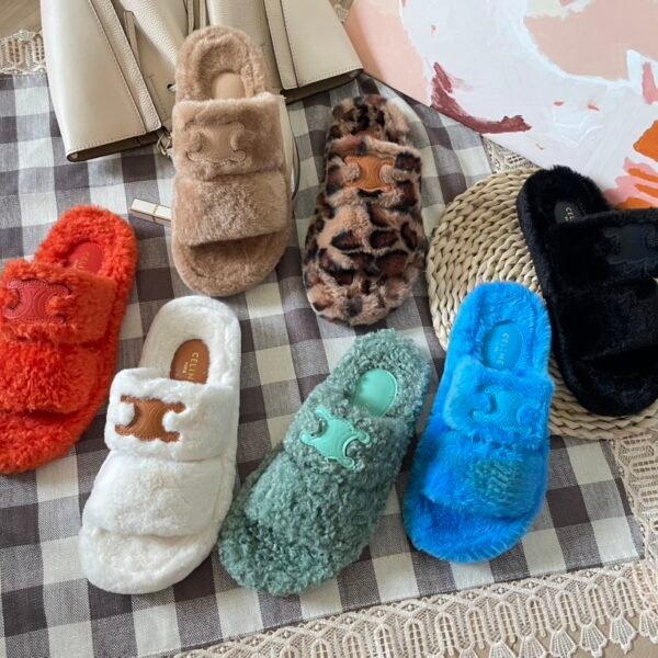 CEL Triomphe Shearling Slides - Slides