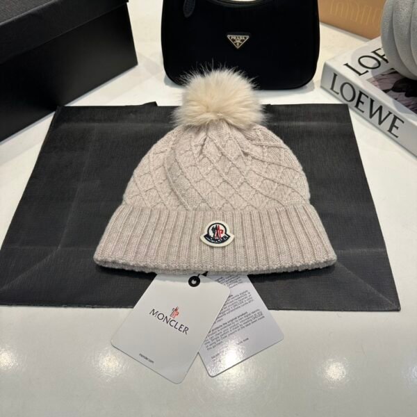 MCL Pom Pom Beanie Beige Knit - Hat