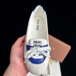 MIU Ballet Flats White/Blue Leather – Shoes