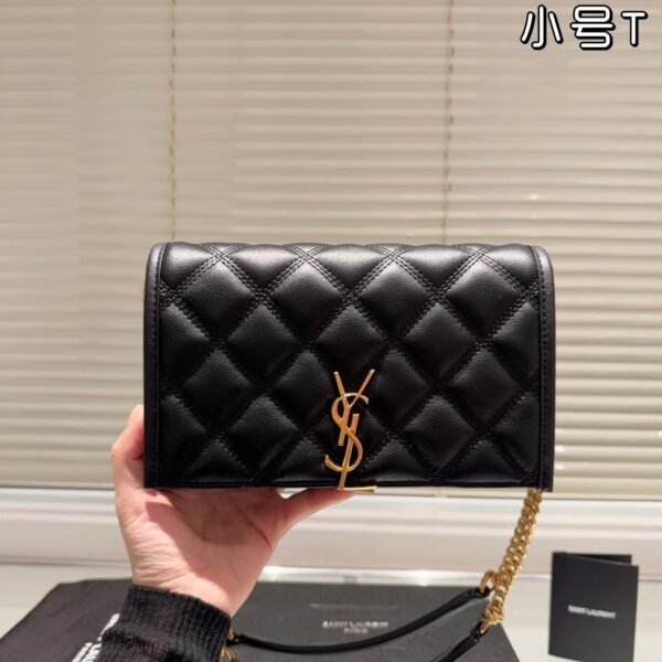 YSL Becky Chain Wallet Small Black Leather - Bag