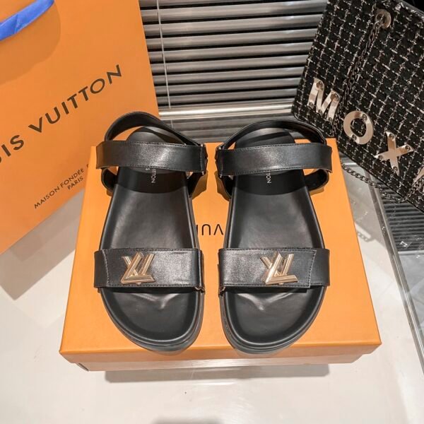 LV Paseo Flat Comfort Sandal Black Leather - Sandals