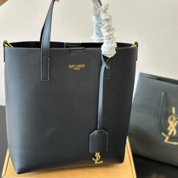 YSL Shopping Tote Black/White Leather - Bag