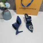 LV Revival Mule Blue Suede – Scarpe con tacco