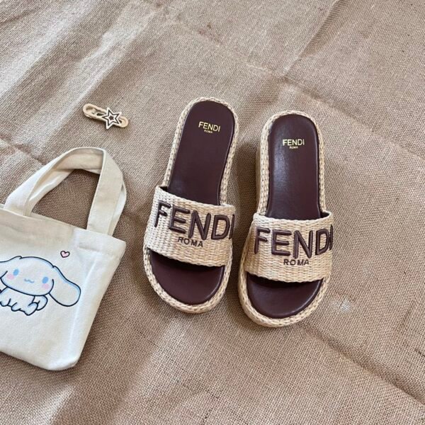 FD Roma Raffia Slides Beige Raffia - Slides