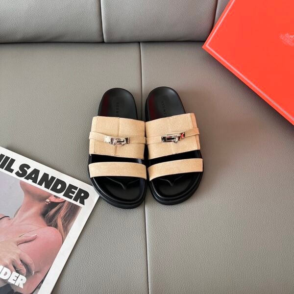 HM Oran Sandals Beige Suede - Slides