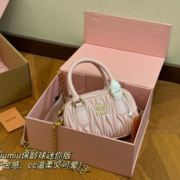 MIU Matelassé Bowling Bag Pink Leather - Bag