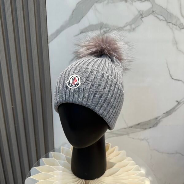 MCL Pom Pom Beanie Grey Wool - Hat