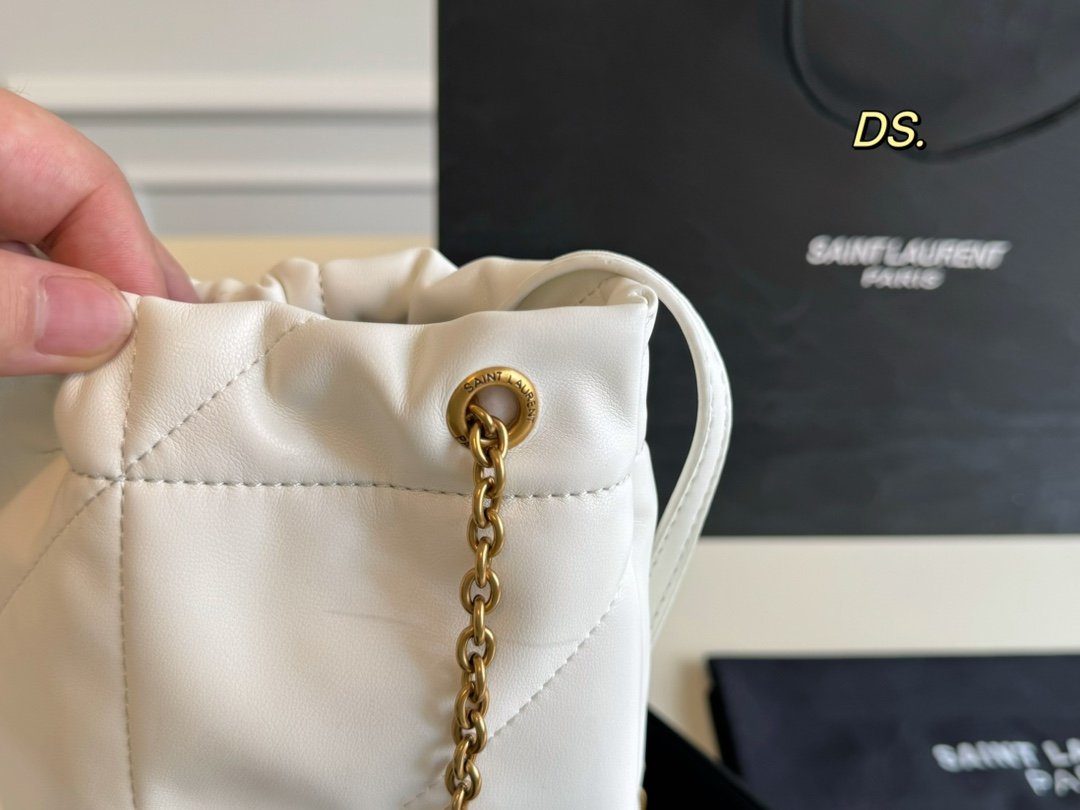 YSL Jamie Puffer White Leather - Bag - Image 5