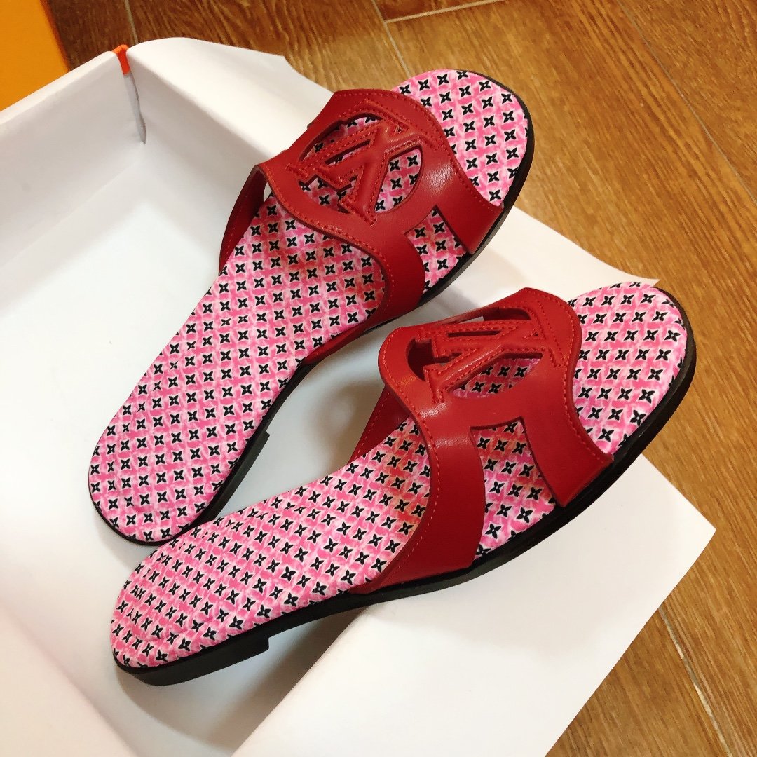 LV Paseo Flat Comfort Mule Red/Monogram - Slides - Image 7
