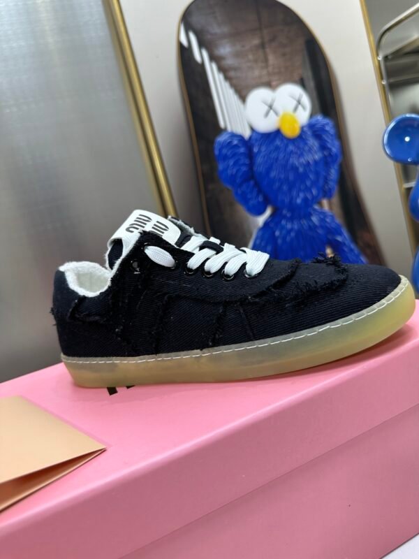 MIU Frayed Canvas Sneakers Black – Sneaker