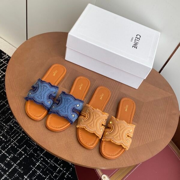 ```CEL Triomphe Embroidered Slides - Slides```