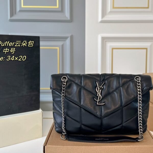 YSL Loulou Puffer Medium Black Leather - Bag