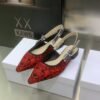 CD J'ACD Slingback Ballerina Red Embroidered Fabric - Shoes