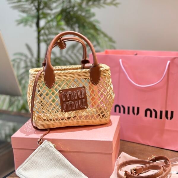 MIU Wicker Basket Bag Wicker and Leather - Bag