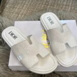 CD Dway Slide White Oblique Embossed Leather – Slide