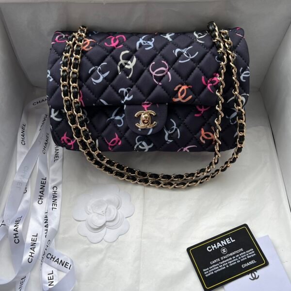 CC Classic Flap Multicolor Logo Small Multicolor Quilted Fabric - Bag