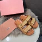 MIU Raffia Velcro Sandals – Slides