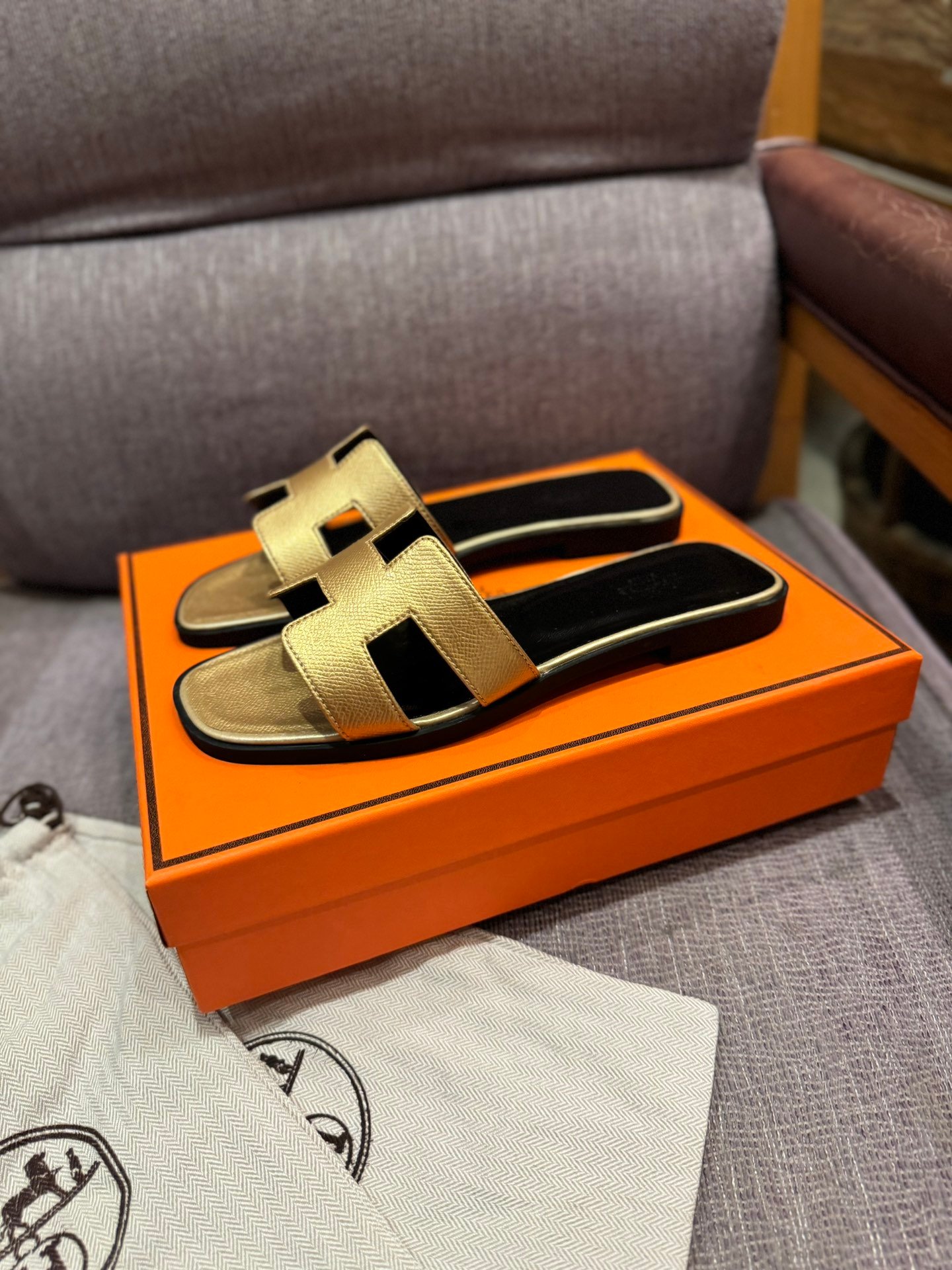 HM Oran Sandals Gold Leather - Sandals