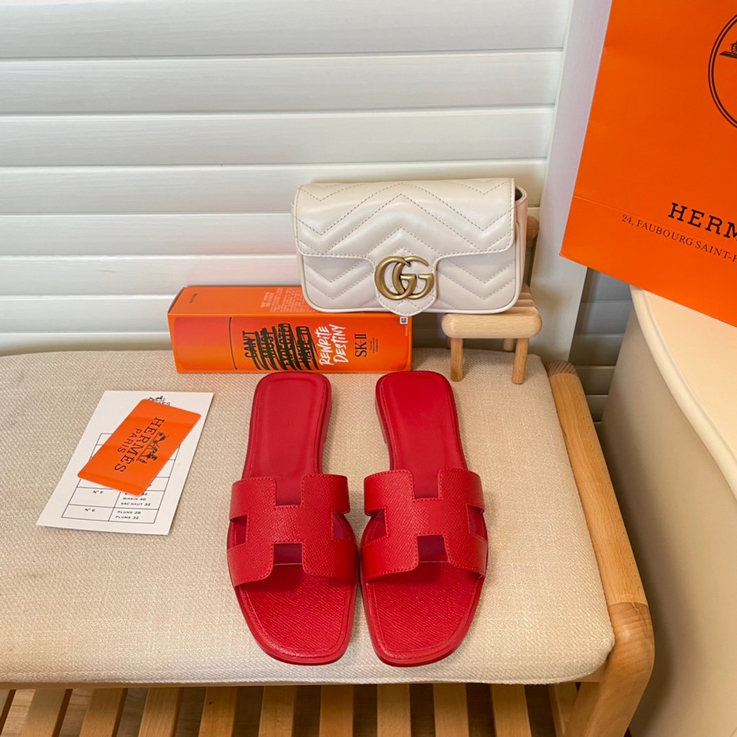 HM Oran Sandals Red Leather - Sandals