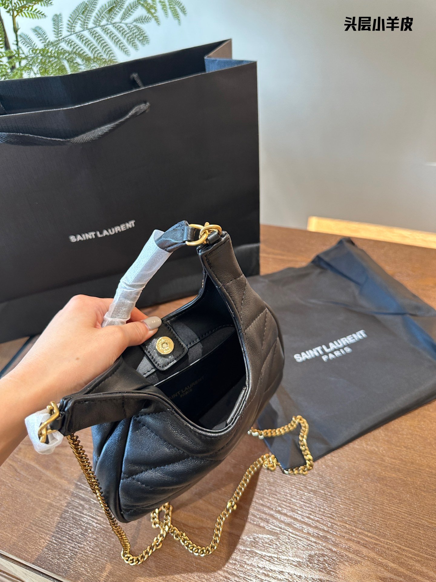 YSL Le 5 à 7 Hobo Small Black Leather - Bag - Image 6