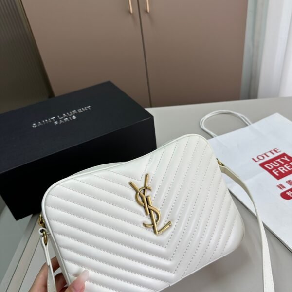 YSL Lou Camera Bag White, Red, Black Leather - Bag