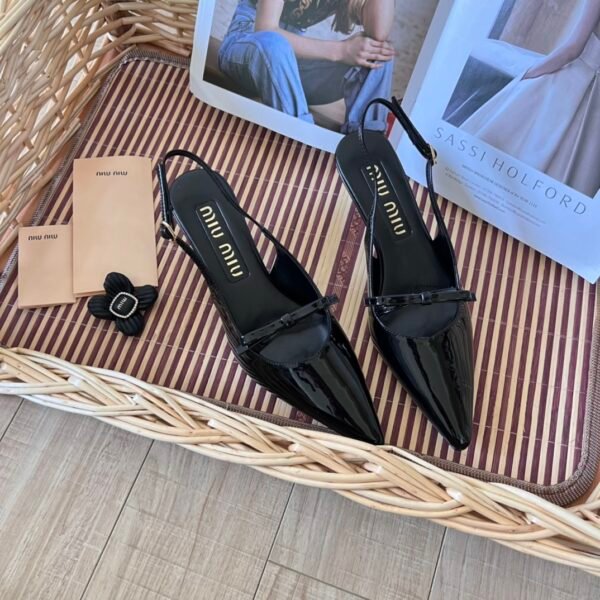 MIU Patent Leather Slingback Pumps - Heels